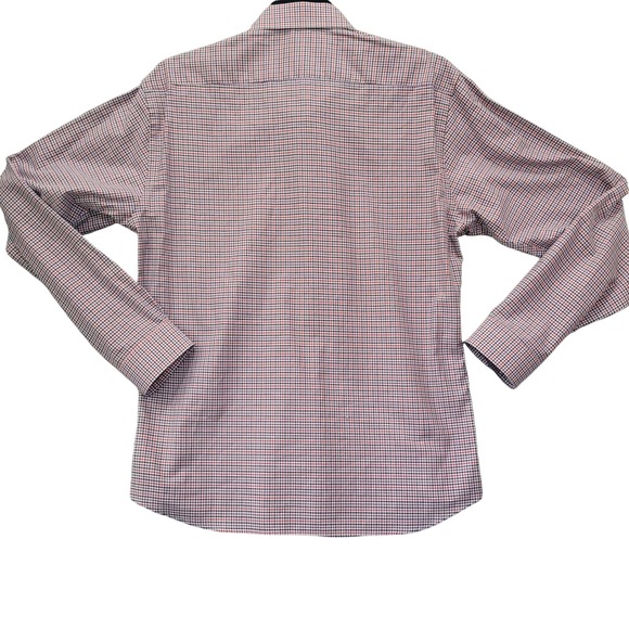 Jared Lang After‎ Hours Mens Slim Fit Gingham Dress Shirt Red Purple Black White - Picture 3 of 11